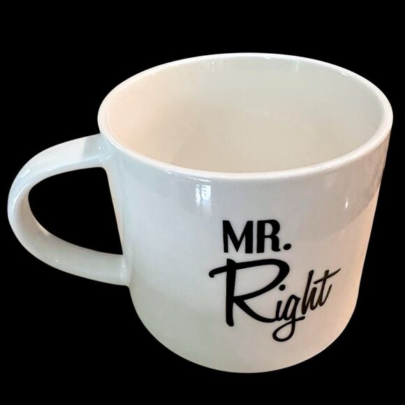THRESHOLD "MR. RIGHT" White & Black Coffee/Tea Mug, Microwave & Diswasher Safe - Picture 4 of 8